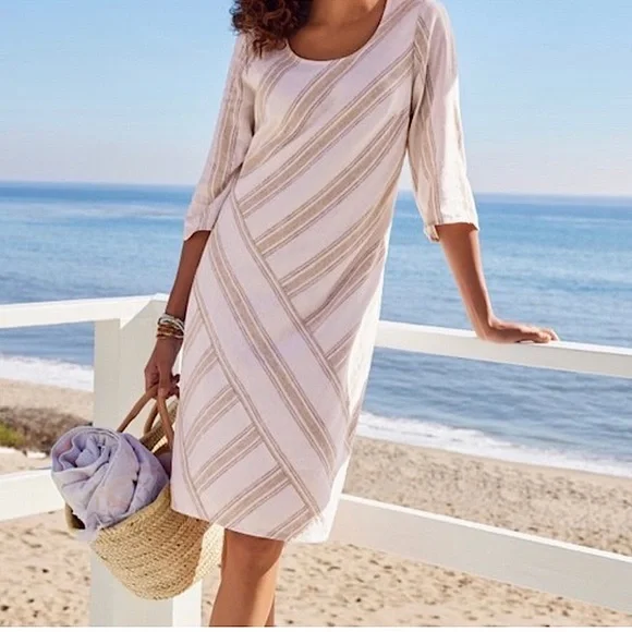 chinese dress ladies Italian Elasticated Hem Linen Lagenlook Dress main image 1